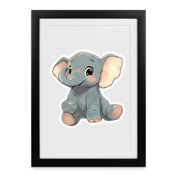 Cute elephant – gift idea for animal lovers - Framed poster (27 × 37 cm) - black - Front