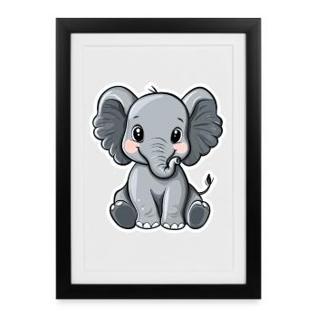 Éléphant - Affiche encadrée (27 × 37 cm) - noir - Devant