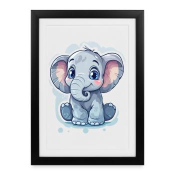 Éléphant - Affiche encadrée (27 × 37 cm) - noir - Devant