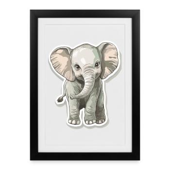 Cute elephant – gift idea for animal lovers - Framed poster (27 × 37 cm) - black - Front