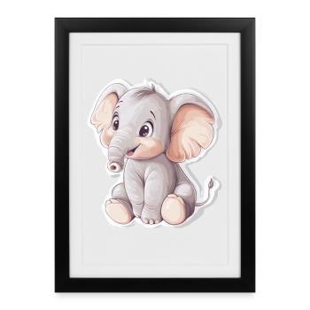 Éléphant - Affiche encadrée (27 × 37 cm) - noir - Devant