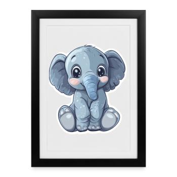 Éléphant - Affiche encadrée (27 × 37 cm) - noir - Devant
