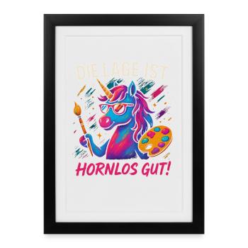 L’emplacement est bien sondé. Drôle de fête de licorne - Affiche encadrée (27 × 37 cm) - noir - Devant