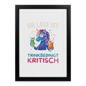 Funny Drinker Design Unicorn - Framed poster (27 × 37 cm) - black - Front
