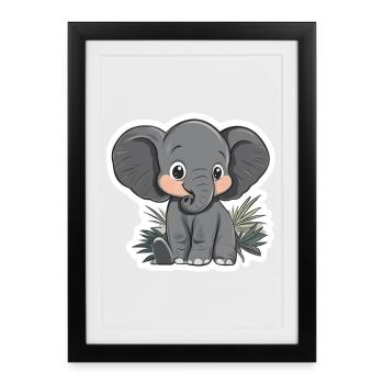 Éléphant - Affiche encadrée (27 × 37 cm) - noir - Devant