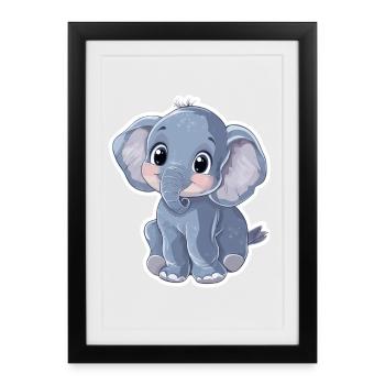 Cute elephant – gift idea for animal lovers - Framed poster (27 × 37 cm) - black - Front