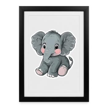 Éléphant - Affiche encadrée (27 × 37 cm) - noir - Devant