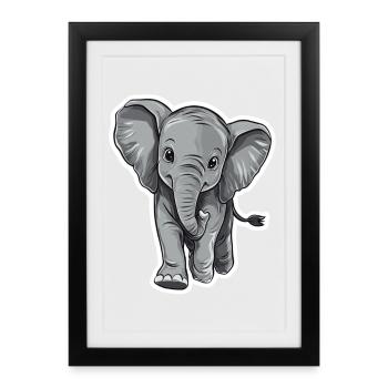 Éléphant - Affiche encadrée (27 × 37 cm) - noir - Devant