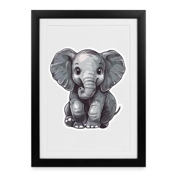 Éléphant - Affiche encadrée (27 × 37 cm) - noir - Devant