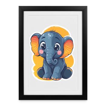 Éléphant - Affiche encadrée (27 × 37 cm) - noir - Devant