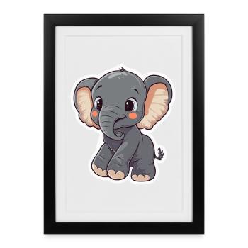 Cute elephant – gift idea for animal lovers - Framed poster (27 × 37 cm) - black - Front