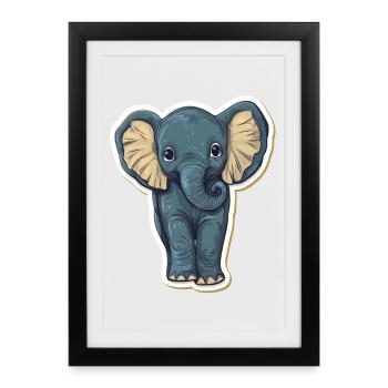 Cute elephant – gift idea for animal lovers - Framed poster (27 × 37 cm) - black - Front