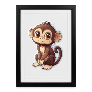 Monkey Cute Monkey Gift for Monkey Fans - Framed poster (27 × 37 cm) - black - Front