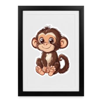 Monkey Cute Monkey Gift for Monkey Fans - Framed poster (27 × 37 cm) - black - Front
