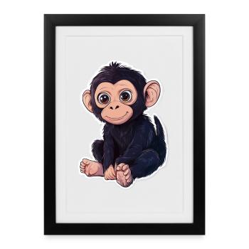 Monkey Cute Monkey Gift for Monkey Fans - Framed poster (27 × 37 cm) - black - Front
