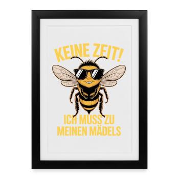 Abeilles pas le temps que j’ai d’aller chez mes filles apicultrices - Affiche encadrée (27 × 37 cm) - noir - Devant