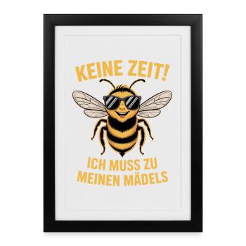 Abeilles pas le temps que j’ai d’aller chez mes filles apicultrices - Affiche encadrée (27 × 37 cm) - noir - Devant