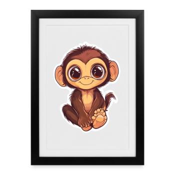 Monkey Cute Monkey Gift for Monkey Fans - Framed poster (27 × 37 cm) - black - Front