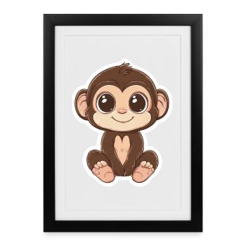 Monkey Cute Monkey Gift for Monkey Fans - Framed poster (27 × 37 cm) - black - Front