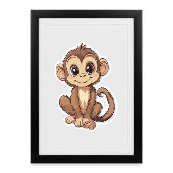 Monkey Cute Monkey Gift for Monkey Fans - Framed poster (27 × 37 cm) - black - Front