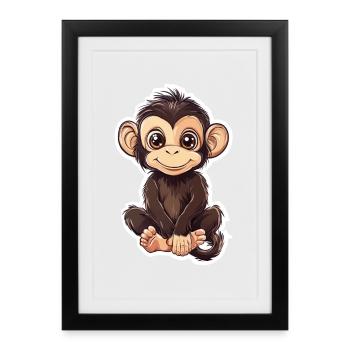 Monkey Cute Monkey Gift for Monkey Fans - Framed poster (27 × 37 cm) - black - Front
