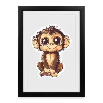 Monkey Cute Monkey Gift for Monkey Fans - Framed poster (27 × 37 cm) - black - Front