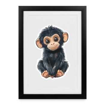 Monkey Cute Monkey Gift for Monkey Fans - Framed poster (27 × 37 cm) - black - Front