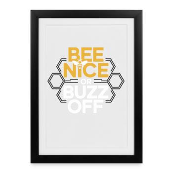 Abeille Apiculteur Abeille Nice Ou Buzz Off Apiculteur - Affiche encadrée (27 × 37 cm) - noir - Devant
