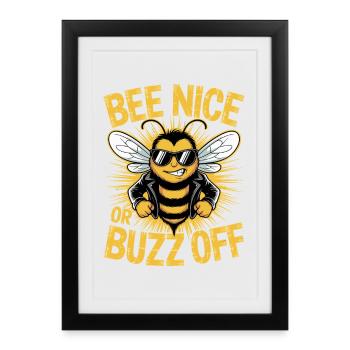 Abeille Apiculteur Abeille Nice Ou Buzz Off Apiculteur - Affiche encadrée (27 × 37 cm) - noir - Devant