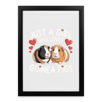 Juste une fille qui aime les cochons d’Inde - Affiche encadrée (27 × 37 cm) - noir - Devant