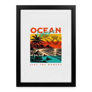 T-shirt de plage vintage – Ocean Escape Retro Design - Affiche encadrée (27 × 37 cm) - noir - Devant