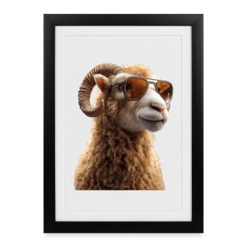 Aries mouflon Aries Wild Sheep Male Sheep - Framed poster (27 × 37 cm) - black - Front