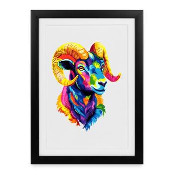 Bélier mouflon Bélier Mouton sauvage Mouton mâle - Affiche encadrée (27 × 37 cm) - noir - Devant