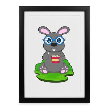 Pop-corn lapin - Affiche encadrée (27 × 37 cm) - noir - Devant