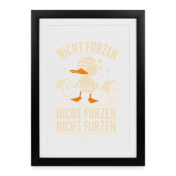 Drôle de canard de fitness - Ne pète pas ! - Affiche encadrée (27 × 37 cm) - noir - Devant
