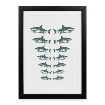 Sharks - Affiche encadrée (27 × 37 cm) - noir - Devant