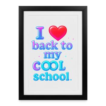 Neon rétro design de la rentrée scolaire - Affiche encadrée (27 × 37 cm) - noir - Devant