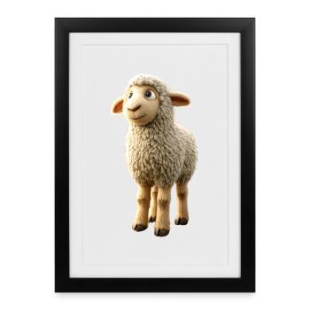 Mouton Agneau Mouton Mouton domestique Berger Mouton doux - Affiche encadrée (27 × 37 cm) - noir - Devant
