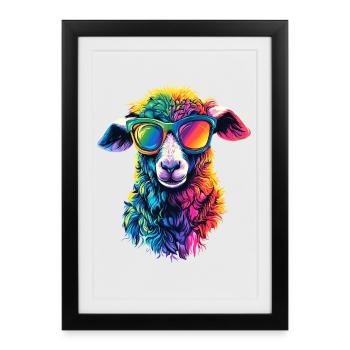 Mouton Agneau Mouton Mouton domestique Berger Mouton doux - Affiche encadrée (27 × 37 cm) - noir - Devant