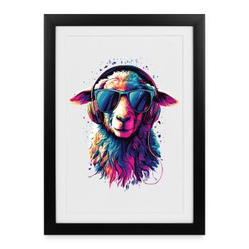 Mouton Agneau Mouton Mouton domestique Berger Mouton doux - Affiche encadrée (27 × 37 cm) - noir - Devant