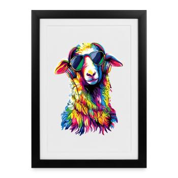 Mouton Agneau Mouton Mouton domestique Berger Mouton doux - Affiche encadrée (27 × 37 cm) - noir - Devant