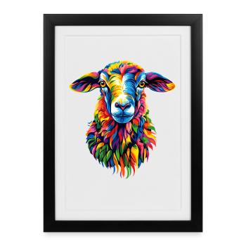 Mouton Agneau Mouton Mouton domestique Berger Mouton doux - Affiche encadrée (27 × 37 cm) - noir - Devant