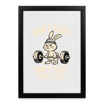 Funny Gym Bunny - Ne pète pas - Affiche encadrée (27 × 37 cm) - noir - Devant