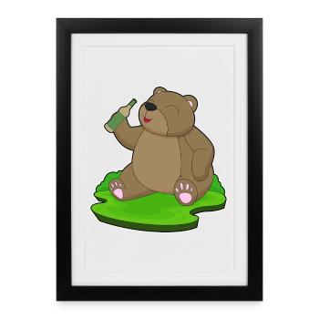 Bear Bottle of Beer - Framed poster (27 × 37 cm) - black - Front