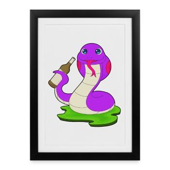 Snake Bottle of Beer - Framed poster (27 × 37 cm) - black - Front
