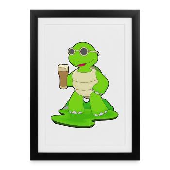 Schildkröte Bier - Gerahmtes Poster (27 × 37 cm) - Schwarz - Vorne