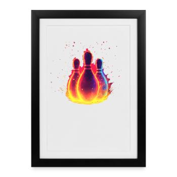Retro Bowling - Framed poster (27 × 37 cm) - black - Front