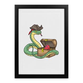 Serpent Pirate de Pâques - Affiche encadrée (27 × 37 cm) - noir - Devant