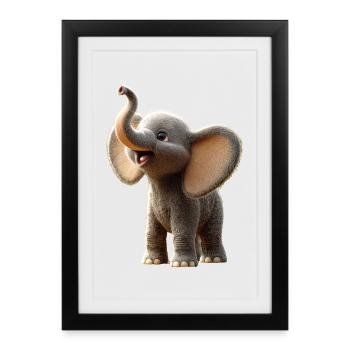 Elefant Rüssel Afrika Safari Wildnis Elefanten - Gerahmtes Poster (27 × 37 cm) - Schwarz - Vorne