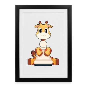 Girafe Pièce D’échecs Fermier Échecs - Affiche encadrée (27 × 37 cm) - noir - Devant